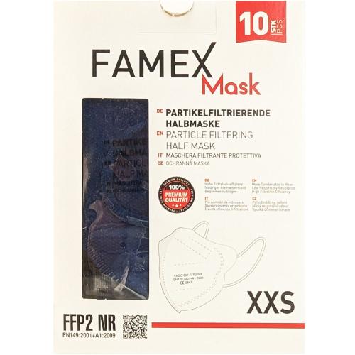 Famex Kids Mask FFP2 NR XXS Μάσκες Προστασίας μιας Χρήσης για Παιδιά 2 έως 5 Ετών 10 Τεμάχια - Μπλε Σκούρο